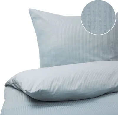 Obrázek produktu pro BELIANI Sada povlečení modrošedá bavlněný satén 240 x 220 cm pruhované povlak na peřinu a polštář moderní styl ložnice