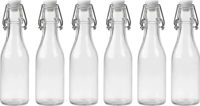 Produktbild von Drahtbügelflasche 6er-Set 0,25 Liter Glasflasche Bügelflaschen Bügelverschluss