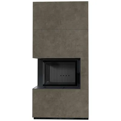 Produktbild von Kaminbausatz KRATKI FLOKI BOX links 8 kW Ø 160 Quarzsinter FOKOS PIOKRATKI MBO schwarz Verkleidung