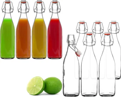 Produktbild von Glasflasche 500ml Bügelverschluss Milchflasche Saftflasche Ölflasche Bügelverschlussflasche : 6 Stück