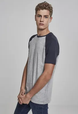 Produktbild von Urban Classics T-Shirt Herren Raglan Contrast Tee grau meliert/navy 4XL