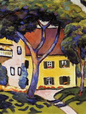 Produktbild von August Macke Kunstdruck Bild - Staudacherhaus Am Tegernsee, 1910 (80 x 60 cm)
