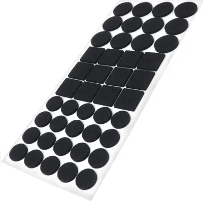 Produktbild von Adsamm® | 44 x Filzgleiter / Schwarz / verschiedene Größen / Ø 28 mm / Ø 20 mm / 25x25 mm / 3.5 mm starke selbstklebende Filz-Möbelgleiter in