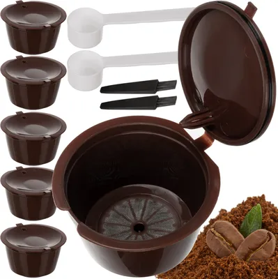 Immagine prodotto di Capsule di caffè riutilizzabili Adattatore per capsule sostenibili compatibile con Dolce Gusto Set di 6 2 spazzole 23028