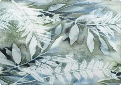 Produktbild von Aquarellierte Blätter – Bodenschutzmatte – Stuhlunterlage 100x100 cm – Rutschfest – Hartbodenmatte