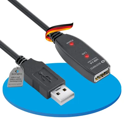 Image de Rallonge active PureLink sonero USB 2.0, fiche A vers prise A, noire