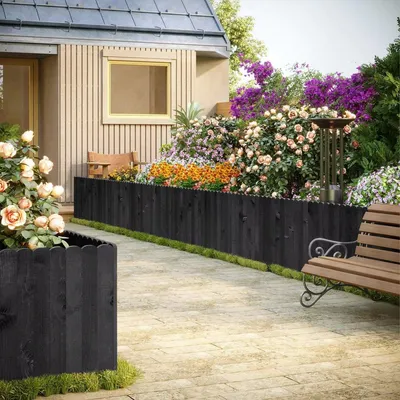 Immagine prodotto di Happiq Bordo in legno flessibile per prato - Bordo per giardino 203x20x1,4 cm - Bordo per aiuole, sentieri e decorazioni per esterni - Nero