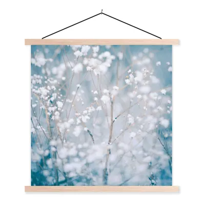 Produktbild von MuchoWow® Textilposter Äste - Schnee - Winter - Natur - Botanisch 120x120 cm mit holzfarbenen Rahmen - Textil-Poster
