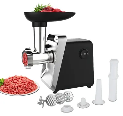 Imagen del producto de Picadora de carne eléctrica, con múltiples cuchillas, boquillas para rellenar salchichas, color