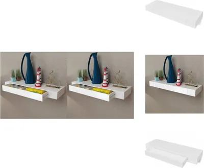 Produktbild von vidaXL Wandregal Hängeregal mit Schubladen 2 Stk. Weiß 80 cm -  Wandregale