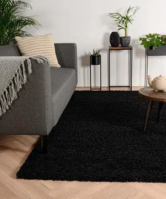 Produktbild von Unyqoos® Hochflor-Teppich Shaggy Trend – schwarz 300×400 cm, weicher Hochflor mit festonierter Kante für warmes, gemütliches Wohnambiente