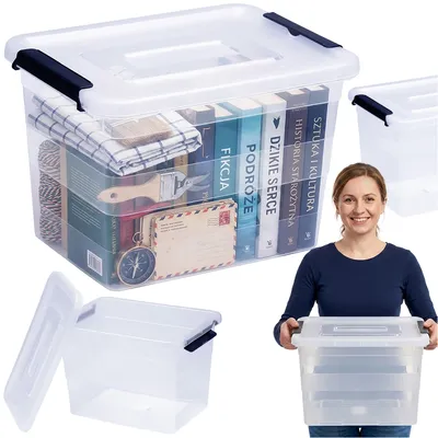Immagine prodotto di Contenitore in plastica, scatola da 20 L per la conservazione, trasparente