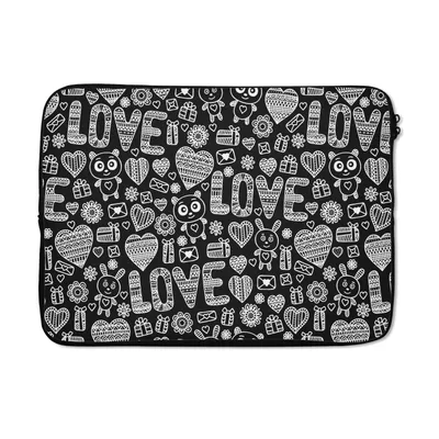 Produktbild von MuchoWow® Laptop Hülle 14 ZollLiebe - Muster - Schwarz - Weiß Laptoptasche - Laptoptasche - Stoßsicher - Schutzhaube