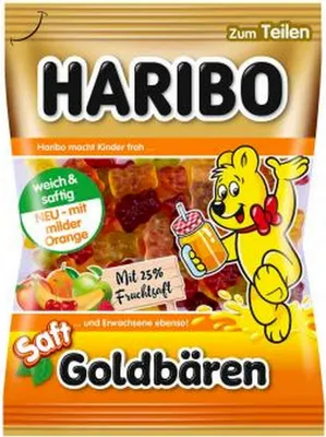 Obrázok produktu pre Haribo Juice Gold Bears extra mäkké ovocné žuvačky s ovocnou šťavou 160g