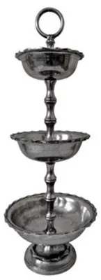 Immagine prodotto di Casa Padrino etagere a 3 livelli in argento Ø 38 x H. 105 cm - Accessori per hotel e ristoranti
