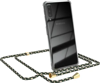 Produktbild von EAZY CASE Handykette kompatibel mit Samsung Galaxy A7 2018, Handyhülle mit Umhängeband, Handykordel, Schutzhülle Clear, Band in Grün