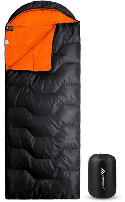 Obrázek produktu pro Spací pytel, vhodný pro 3-4 roční období, s teplotním rozsahem od -5°C do 20°C, vyrobený z polyesterového flanelu, barva černá a oranžová, rozměry 0,8 x 2,15 m