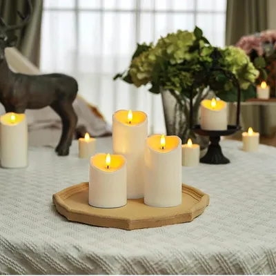 Produktbild von Homemory, LED-Kerzen, wasserdicht, flammenlos, mit Timer und Fernbedienung, 3er-Set für Hochzeiten und Deko.
