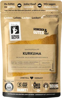 Produktbild von Kurkuma, gemahlen, Kurkuma Pulver ideal für Curry und goldene Milch, 100g