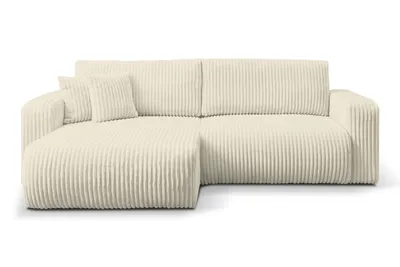 Produktbild von VENASI Ecksofa mit Schlaffunktion & Bettkasten Tilly, Beige Cordstoff