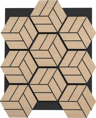 Immagine prodotto di Pannelli acustici da parete, legno esagonale, fonoassorbenti, confezione da 4
