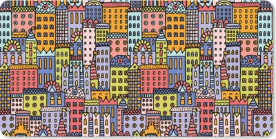 Produktbild von MuchoWow® Schreibtischunterlage Haus - Regenbogen - Muster 80x40 cm - XXL Mauspad - Gaming Mauspad
