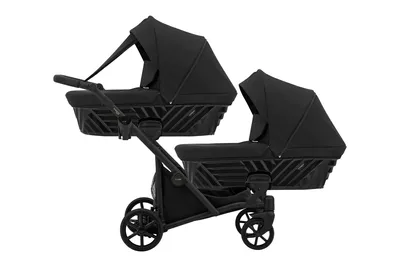 Produktbild von Kunert Ivento Duo 3-in-1 Zwillingskinderwagen Schwarz mit Babyschale, schwarzer Rahmen