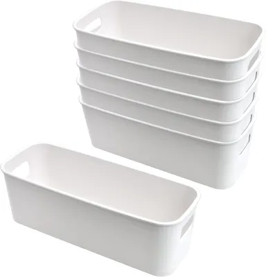 Produktbild von Aufbewahrungsboxen 30 cm, 6 Stück, weiß, mit Griffen, für Küche