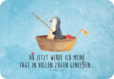 Produktbild von Mr. & Mrs. Panda Kühlschrankmagnet Pinguin Angelboot - Eisblau - Geschenk, Notizhalter, bildmagnet, magnet, Optimistisch, Trennung, Angeln, Boot, Genießen, büromagnet