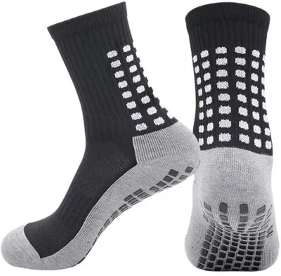 Obrázek produktu pro Černé protiskluzové ponožky – sportovní ponožky – černá/šedá barva – 2 páry – sportovní ponožky – kompresní ponožky – velikost 39/45 – CHPN