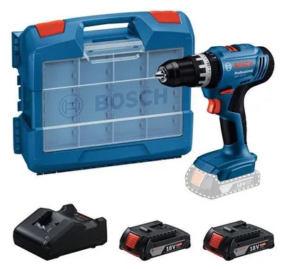 Zdjęcie produktu dla BOSCH PROFESSIONAL Akku-Schlagbohrschrauber  GSB 18V-25  2 x GBA 2,0Ah Akkus + GAL 18V-20 Ladegerät + 63 Zubehörteile