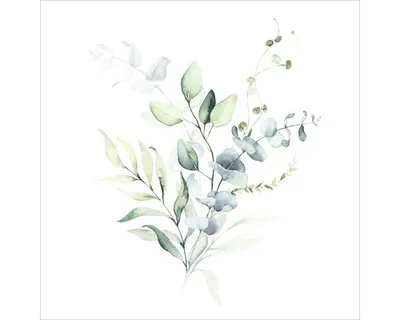 Produktbild von Glasbild Leaves I mit Blättermotiv, minimalistisches Aquarellgemälde, 30x30 cm