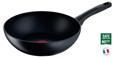 Produktbild von Tefal Black Stone G28119, Rund, Wok-/Bratpfanne, Schwarz, Mineralia +, 175 °C, Aluminium
