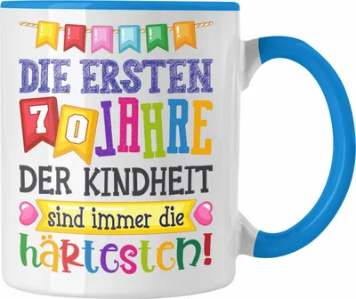Produktbild von Trendation - 70. Geburtstag Tasse Geschenk Lustig Spruch Oma Opa Geschenkidee 70er (Blau)