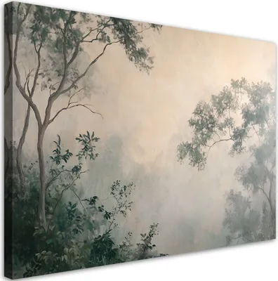 Produktbild von Feeby - Leinwand Bilder - Nebel im Wald - 30x20 cm - Deko Wohnzimmer - Wandbilder Schlafzimmer - Deko Aesthetic - Wand Deko - Leinwand Groß - Deko Zimmer - Leinwandbilder XXL
