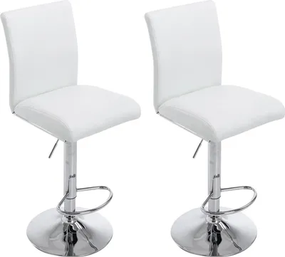 Produktbild von 2er Set Barhocker BIRID - Kunstleder Weiß 38.5x47x94.5 cm | Barstuhl Höhenverstellbar Mit Lehne Drehbar Tresenhocker Tresenstuhl Kneipenhocker