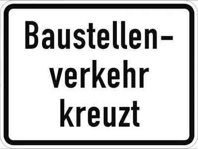 Produktbild von Verkehrsschild VZ2132, Baustellenverkehr kreuzt, Alu, RA2, 420x315 mm