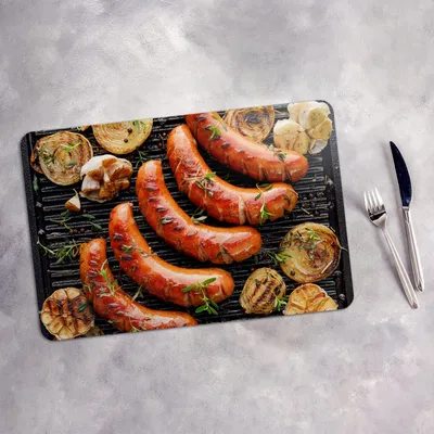Produktbild von Tischset 6x45x30 cm + 6x10fi cm Platzset Tischmatte Platzmatte Untersetzer - Grill Wurst bbq Kräuter