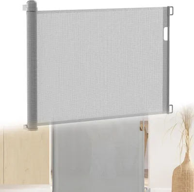 Obrázok produktu pre Zábrana z PVC, ktorá sa dá zložiť, 87 x 180 cm, bezpečnostná bariéra pre deti a domáce zvieratá (šedá, 180 cm)