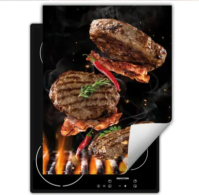 Produktbild von DarHaus Herdabdeckplatte Einteilig Küche Abdeckplatte für Glaskeramikkochfeld Abdeckung Induktionskochfeld Aufrollbare Matte 40x52 cm, schwarz - Steak