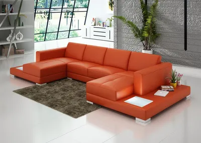 Produktbild von U Form Sofa Couch Polster Garnitur Wohnlandschaft Design Ecksofa Leder Couchen
