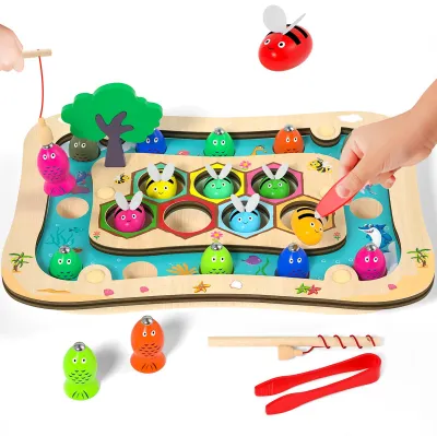 Productafbeelding van Houten Speelgoed Visspel vanaf 3 Jaar, Montessori Magnetisch Speelgoed