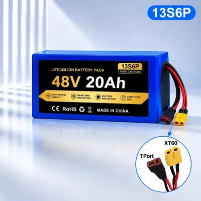 Obrázok produktu pre Li-ion batéria – 48 V, 20 Ah – model 13S6P – články 18650 – inteligentný systém riadenia batérie (BMS) – nabíjačka XT60-T – elektrické bicykel