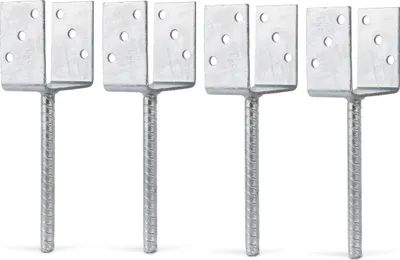 Immagine prodotto di Alberts 215064 Supporto per pali a U, con ancoraggio per calcestruzzo in acciaio ondulato, zincato a caldo, larghezza netta 101 mm, lunghezza ancoraggio per calcestruzzo 200 mm, set da 4