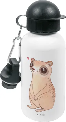 Produktbild von Mr. & Mrs. Panda Trinkflasche Plumplori Glücklich - Weiß - Geschenk, Glück, Kindergarten, Niedlich, Sportflasche, für den, Wasserflasche, Tiere, Kinder