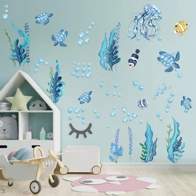 Obrázok produktu pre Samolepiace nálepky do detskej izby, nálepky na stenu s motívom plážových zvieratiek, letná dekorácia do izby, nálepky na stenu, dekorácia do detskej izby a kúpeľne