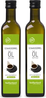 Produktbild von Schwarzkümmelöl ägyptisch 2x 500 ml (1000 ml) UNGEFILTERT I nativ und kaltgepresst von bioKontor