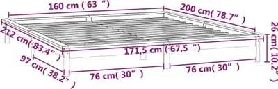 Obrázok produktu pre vidaXL Posteľ z masívneho dreva s LED osvetlením biela 160x200 cm