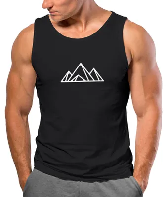 Produktbild von Herren Tank-Top Berge Wandern Polygon Design Print Outdoor Muskelshirt Neverless® Polygon 2 schwarz XXL