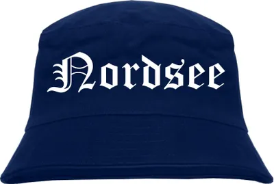 Produktbild von Nordsee Fischerhut - Dunkelblau - Altdeutsch - bedruckt - Bucket Hat Anglerhut Hut S/M Dunkelblau